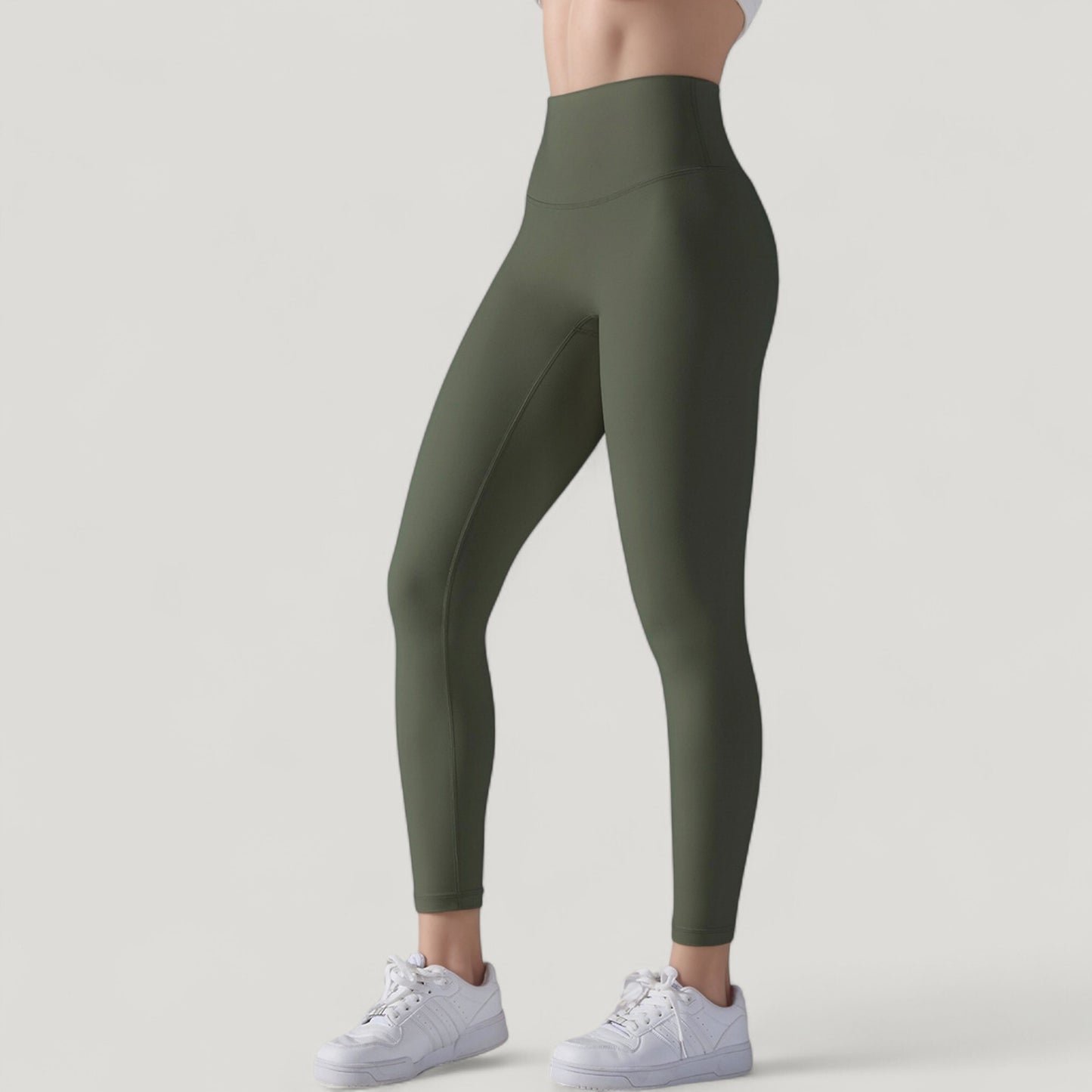 High Waist Seamless Full Length Leggings with Wide Waistband