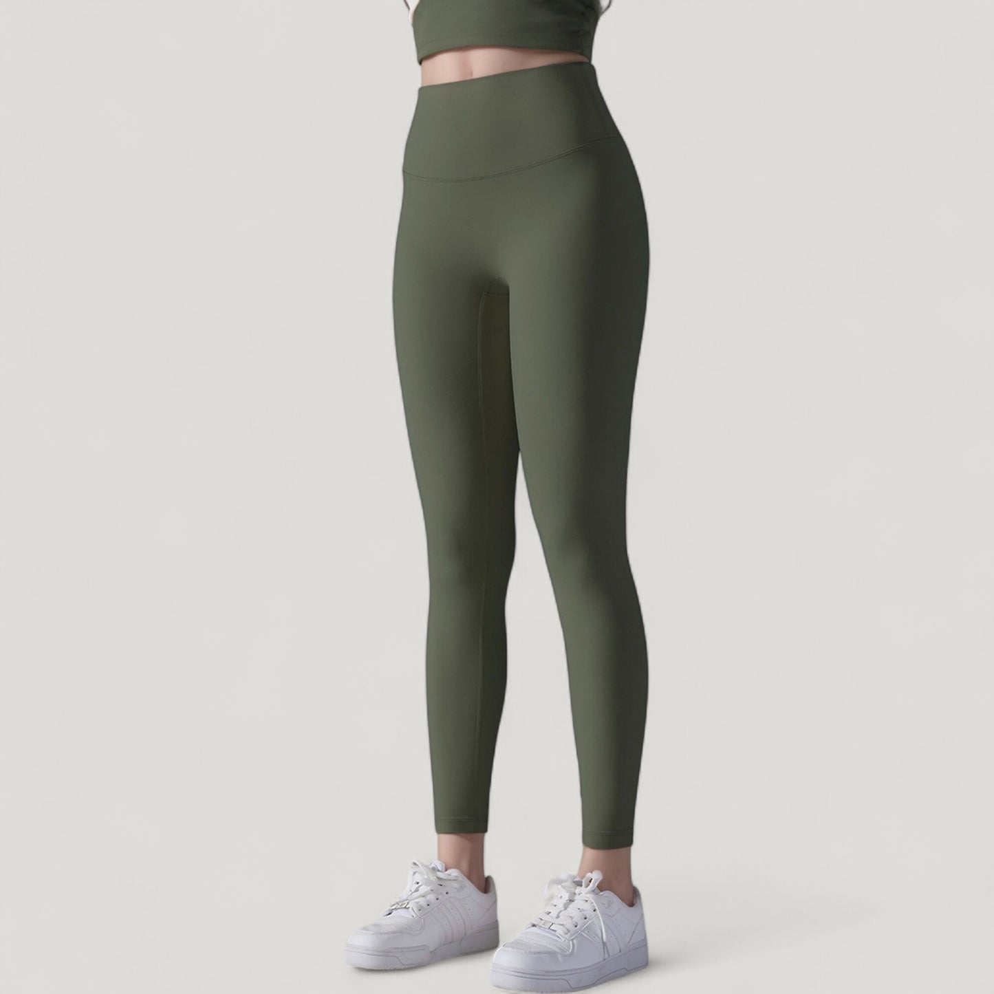 High Waist Seamless Full Length Leggings with Wide Waistband