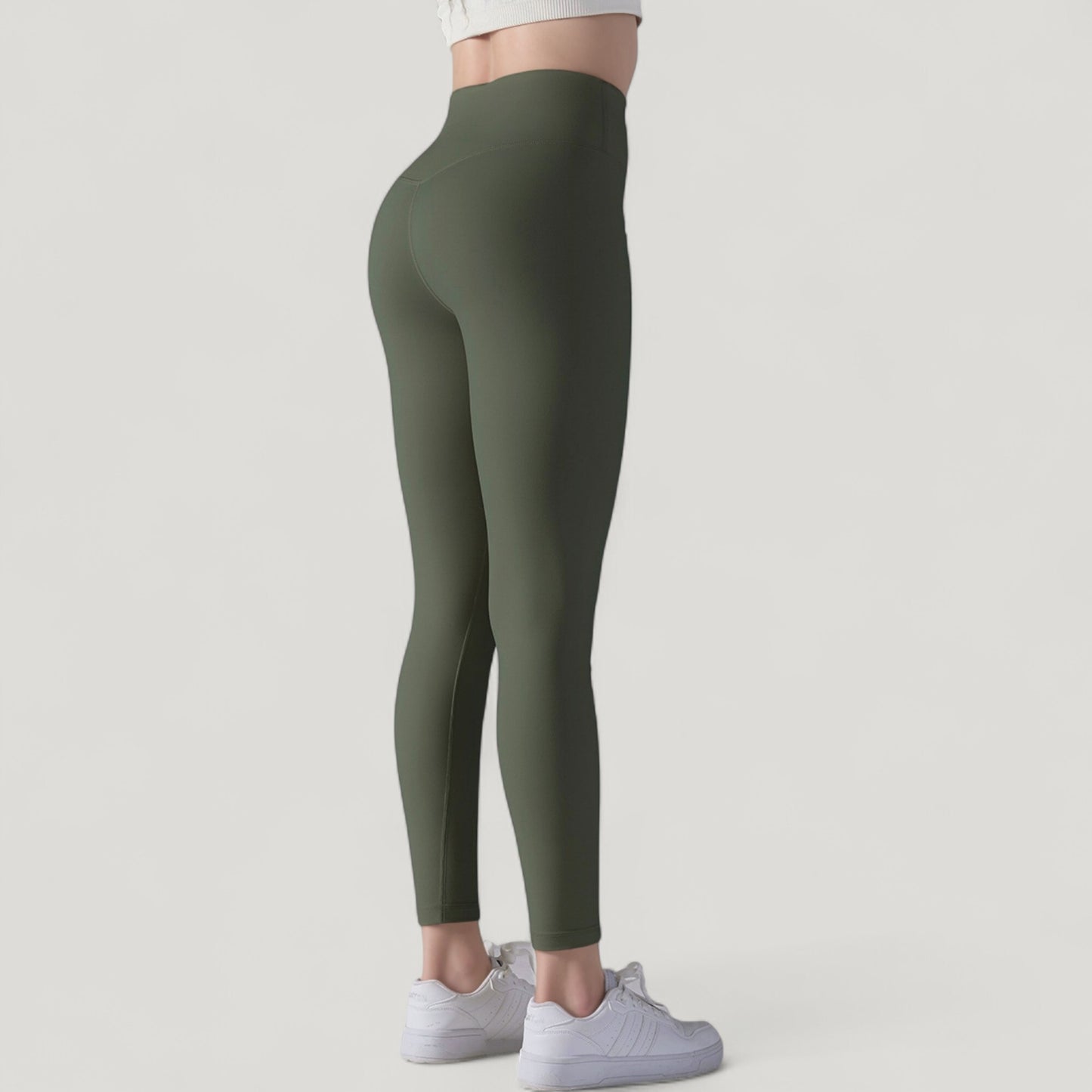 High Waist Seamless Full Length Leggings with Wide Waistband