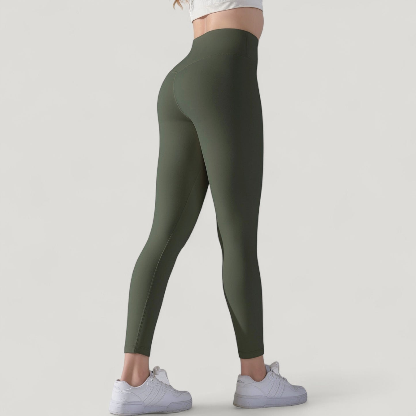 High Waist Seamless Full Length Leggings with Wide Waistband