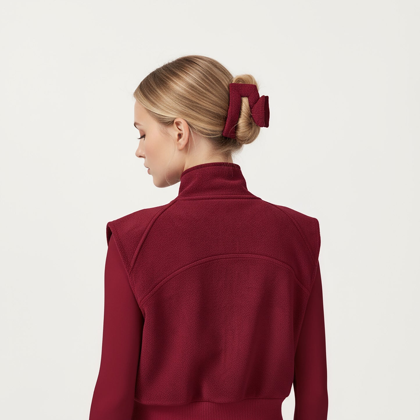 Cropped Zip Closure Vest with Stand Collar and Fitted Hem