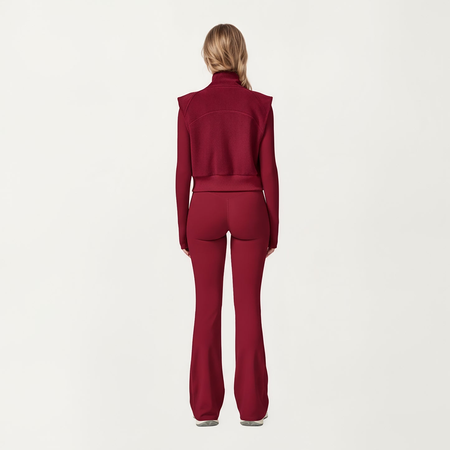 Cropped Zip Closure Vest with Stand Collar and Fitted Hem