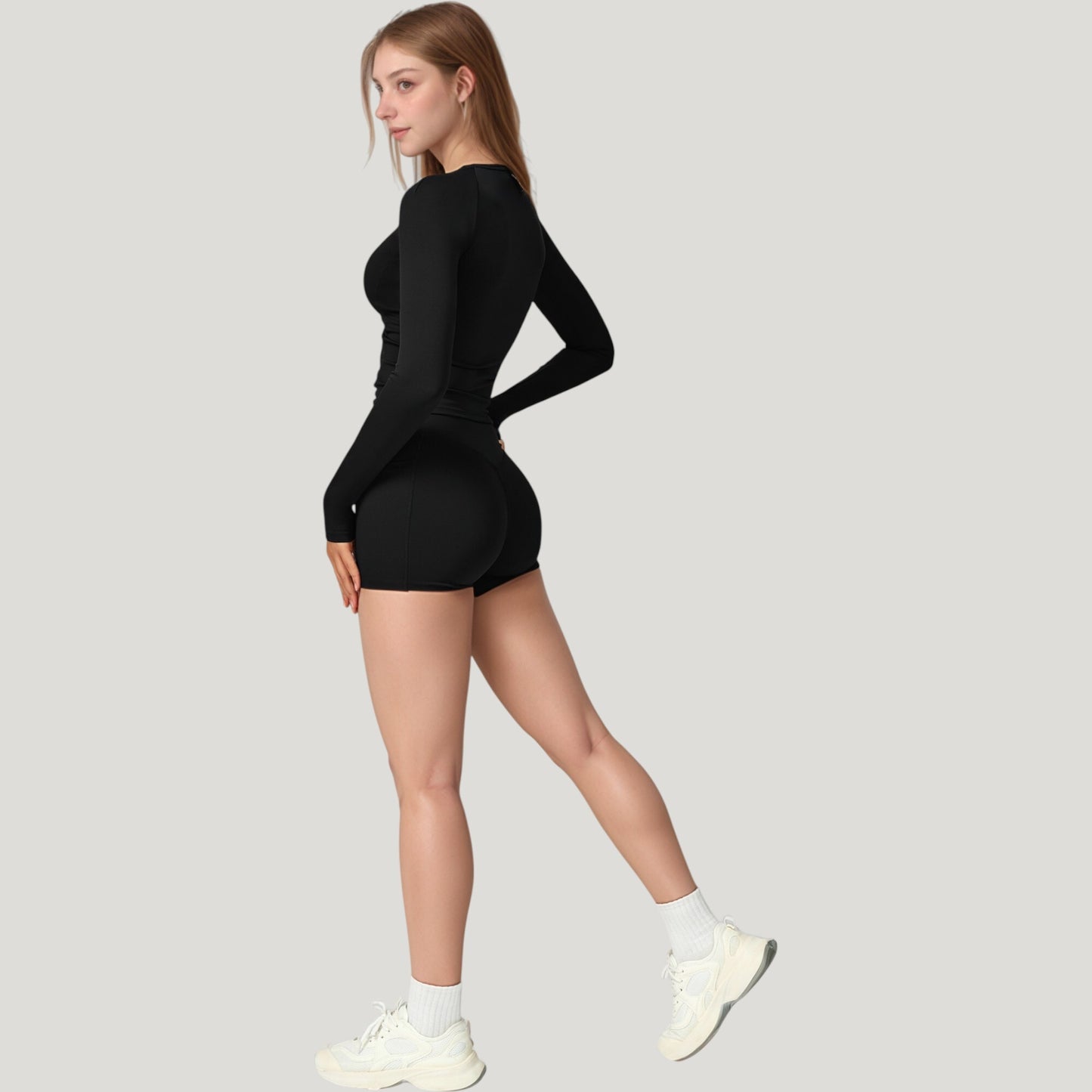 Long Sleeve Crew Neck Activewear Top with Streamlined Fit and Lightweight Stretch Performance Fabric
