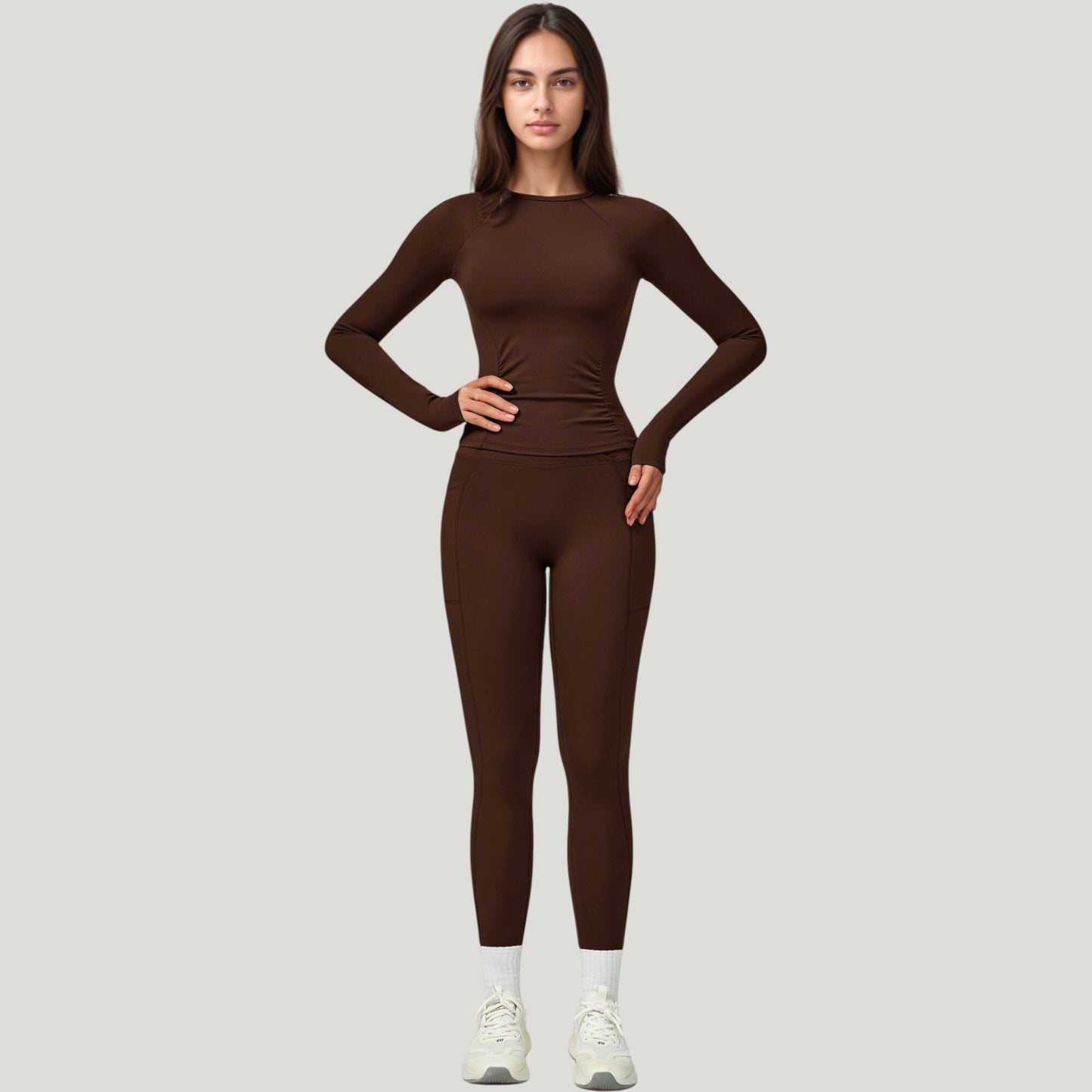 Long Sleeve Crew Neck Activewear Top with Streamlined Fit and Lightweight Stretch Performance Fabric