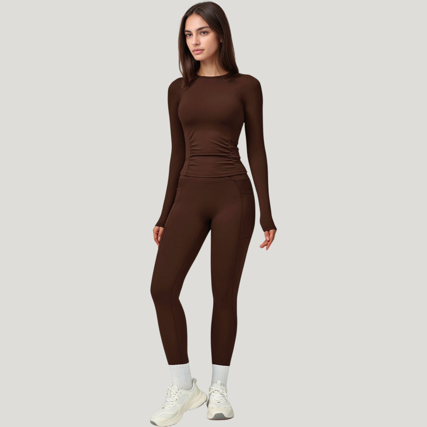 Long Sleeve Crew Neck Activewear Top with Streamlined Fit and Lightweight Stretch Performance Fabric