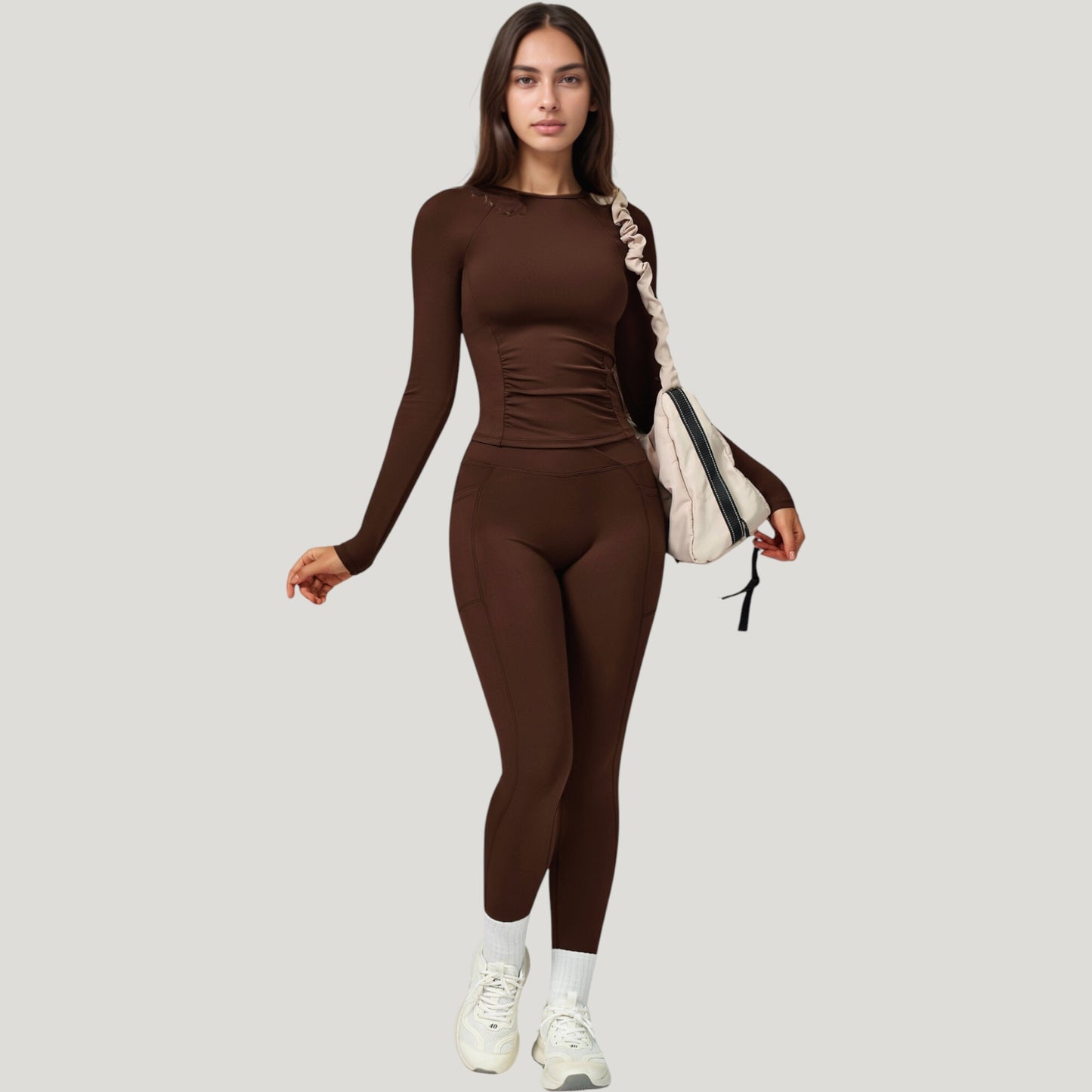 Long Sleeve Crew Neck Activewear Top with Streamlined Fit and Lightweight Stretch Performance Fabric