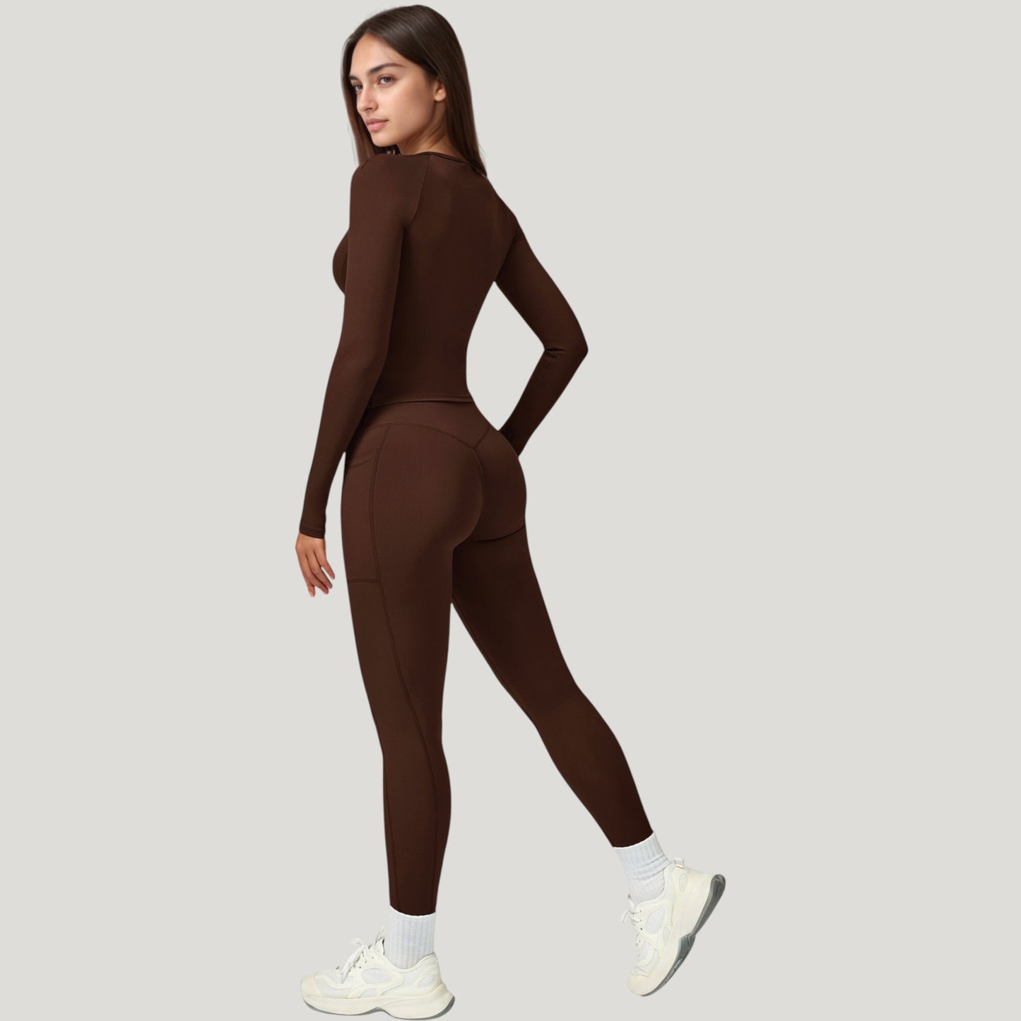 Long Sleeve Crew Neck Activewear Top with Streamlined Fit and Lightweight Stretch Performance Fabric