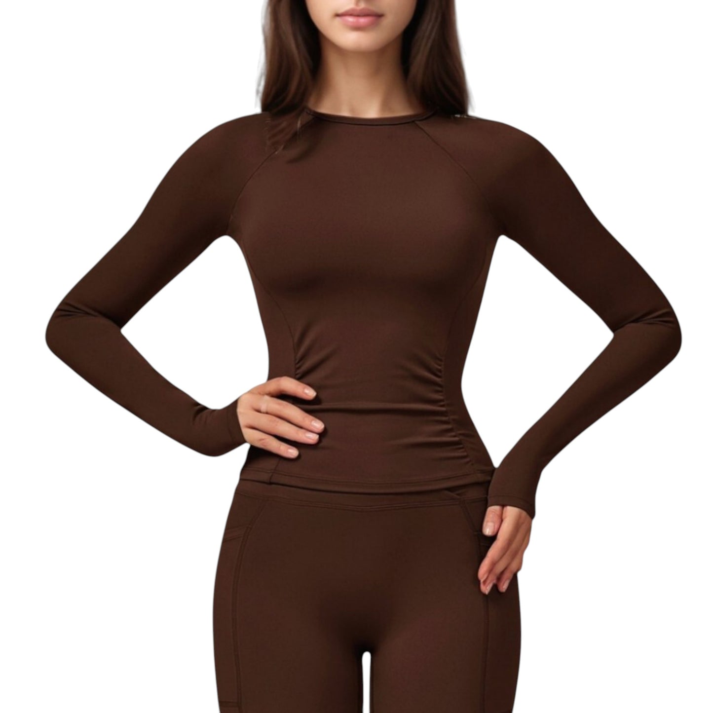 Long Sleeve Crew Neck Activewear Top with Streamlined Fit and Lightweight Stretch Performance Fabric