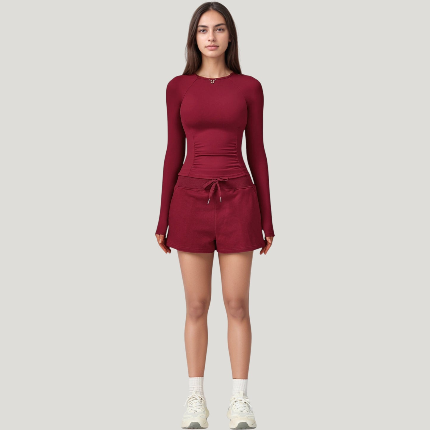 Long Sleeve Crew Neck Activewear Top with Streamlined Fit and Lightweight Stretch Performance Fabric