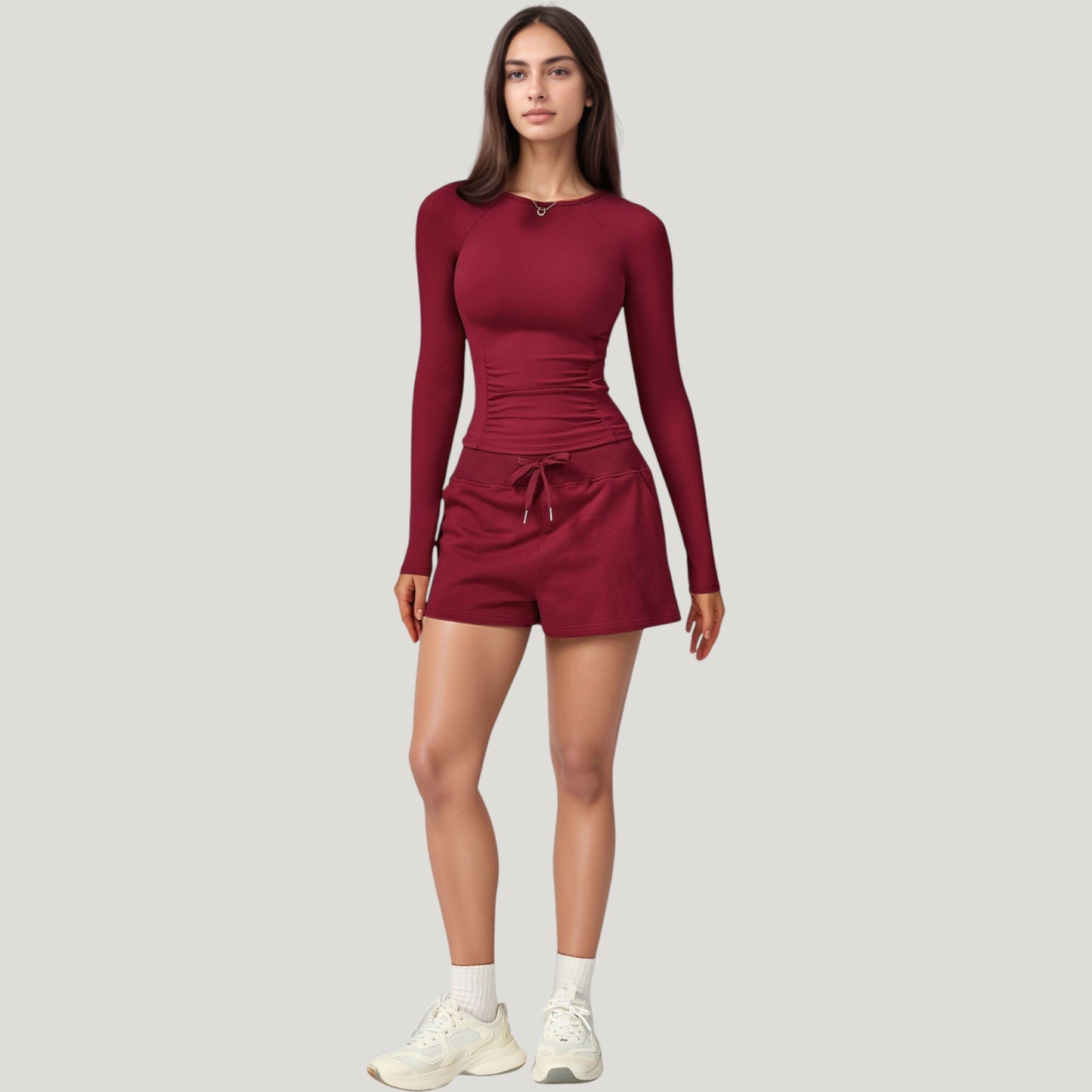 Long Sleeve Crew Neck Activewear Top with Streamlined Fit and Lightweight Stretch Performance Fabric
