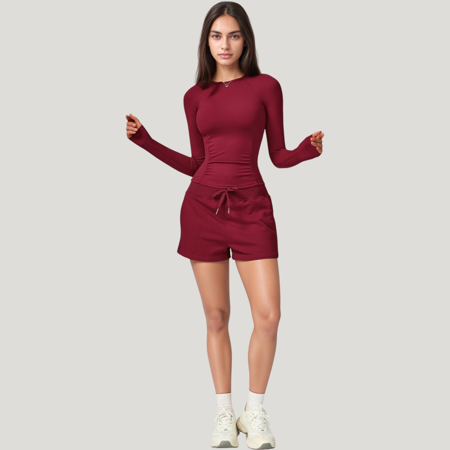 Long Sleeve Crew Neck Activewear Top with Streamlined Fit and Lightweight Stretch Performance Fabric
