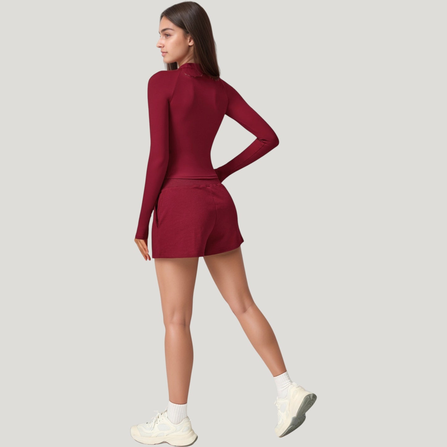 Long Sleeve Crew Neck Activewear Top with Streamlined Fit and Lightweight Stretch Performance Fabric