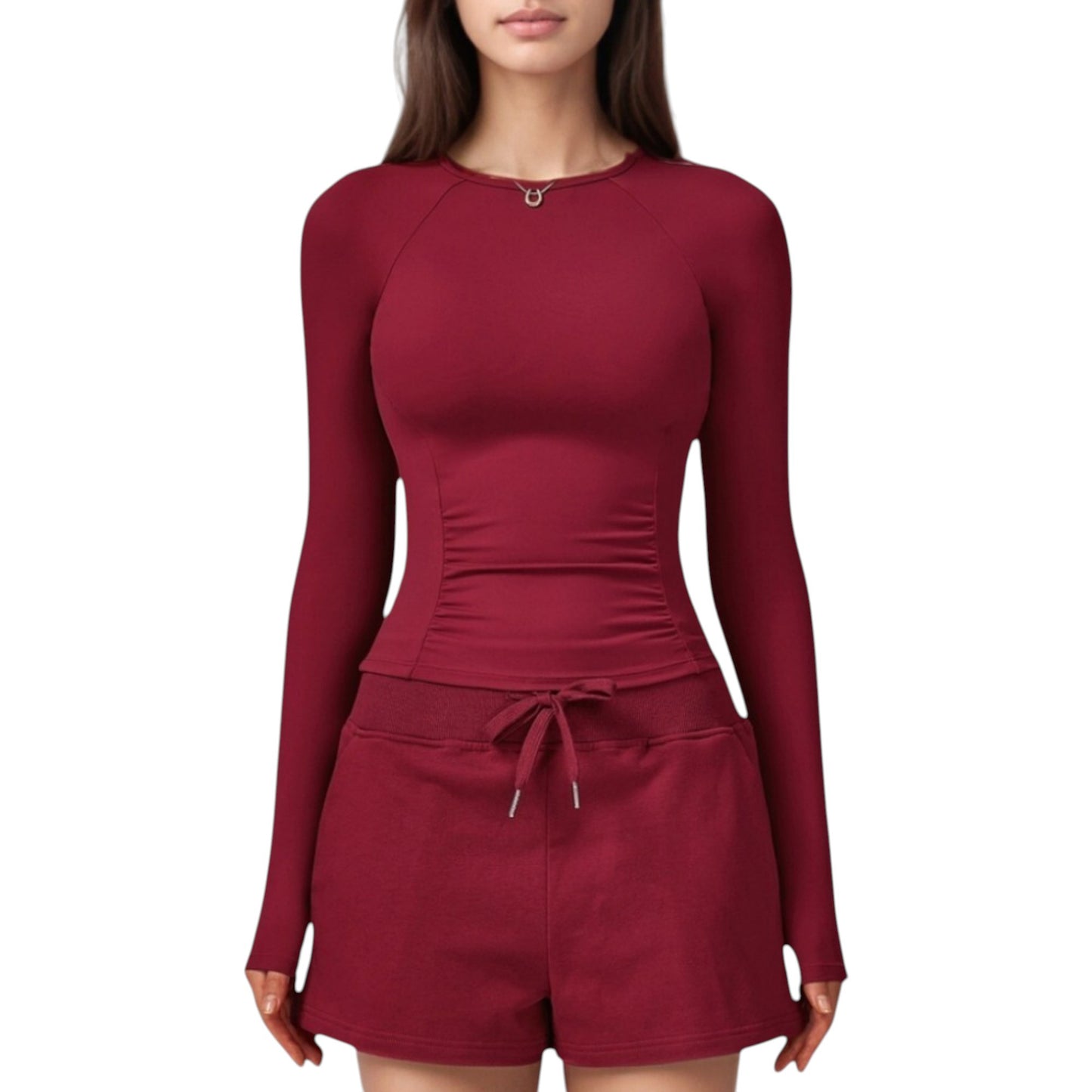 Long Sleeve Crew Neck Activewear Top with Streamlined Fit and Lightweight Stretch Performance Fabric