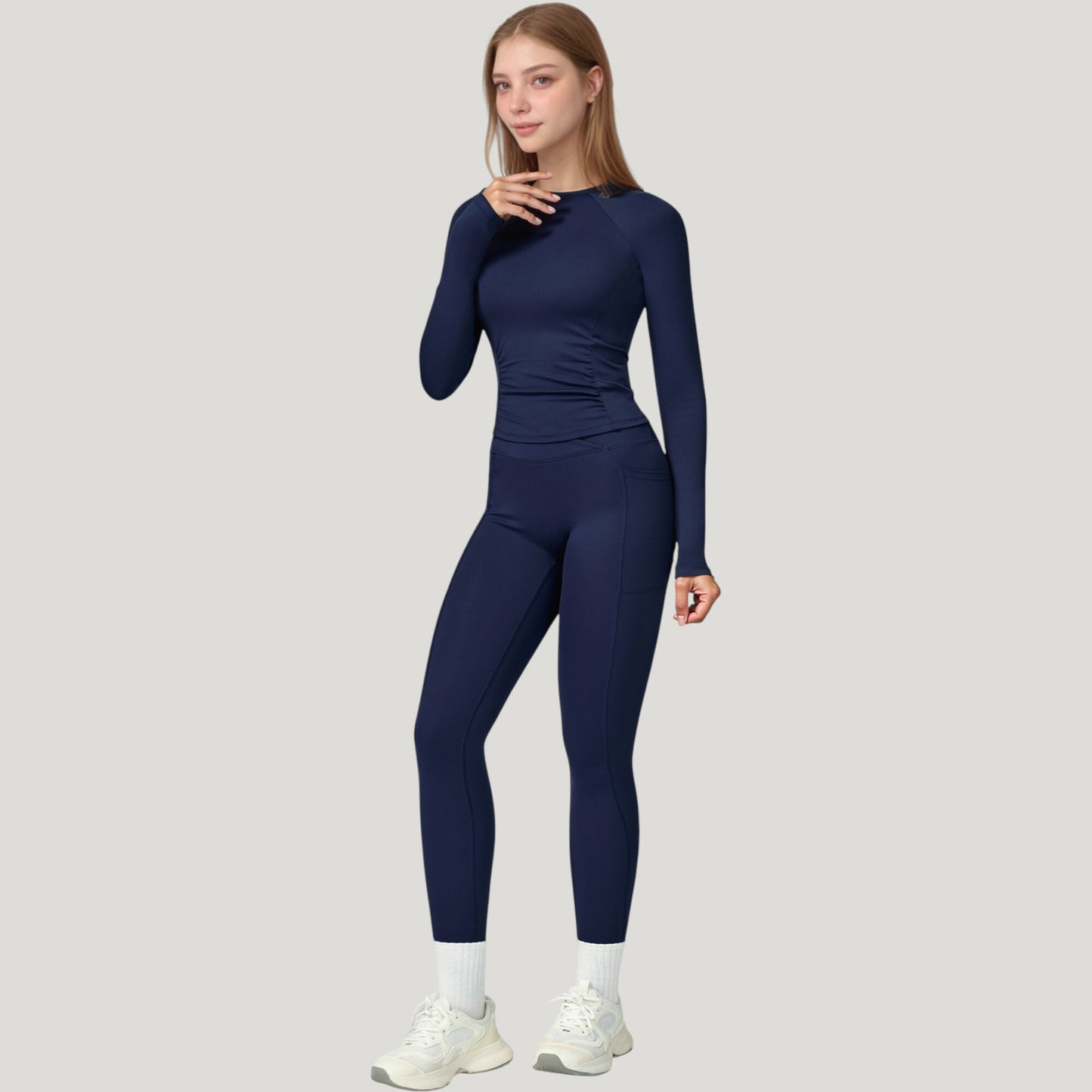 Long Sleeve Crew Neck Activewear Top with Streamlined Fit and Lightweight Stretch Performance Fabric