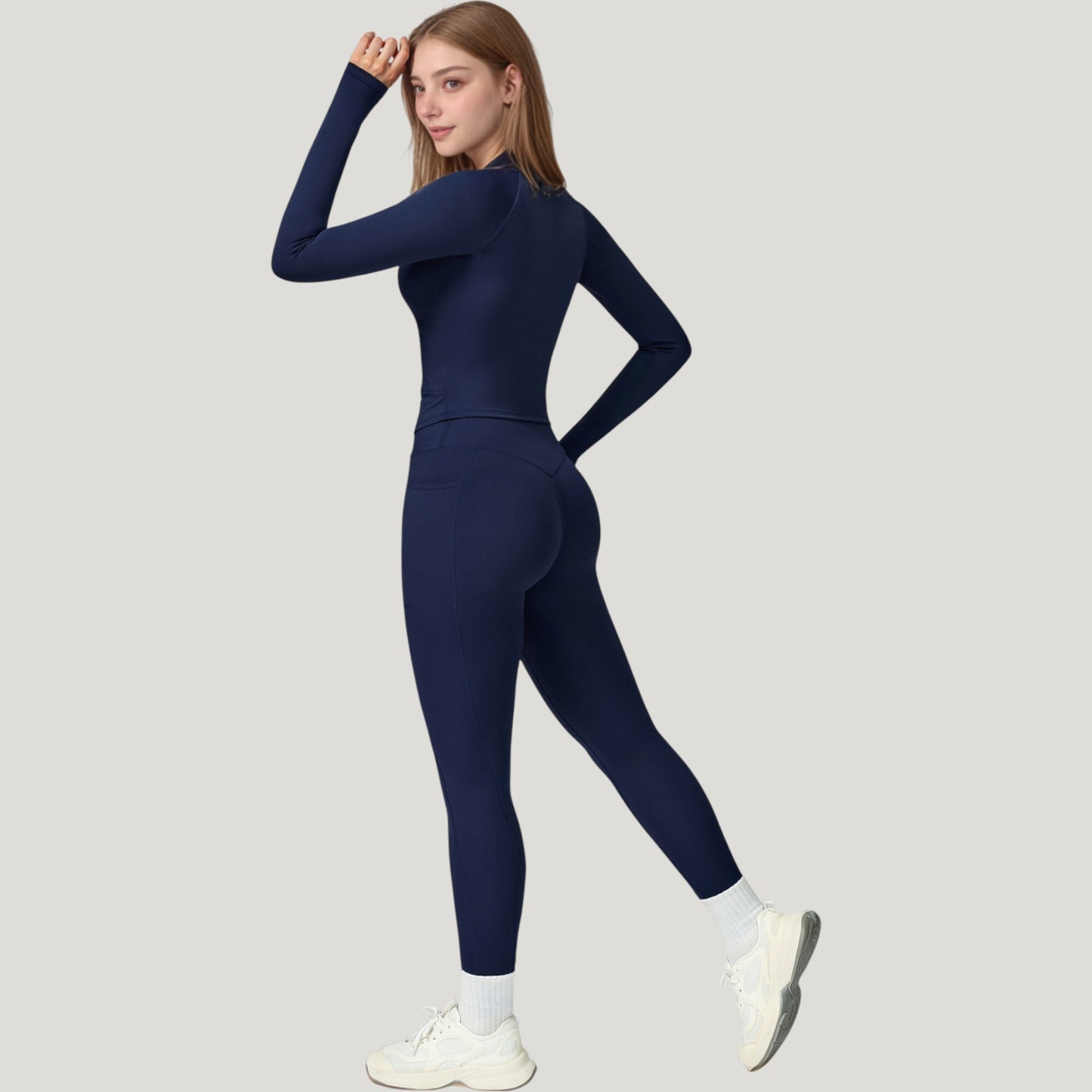 Long Sleeve Crew Neck Activewear Top with Streamlined Fit and Lightweight Stretch Performance Fabric