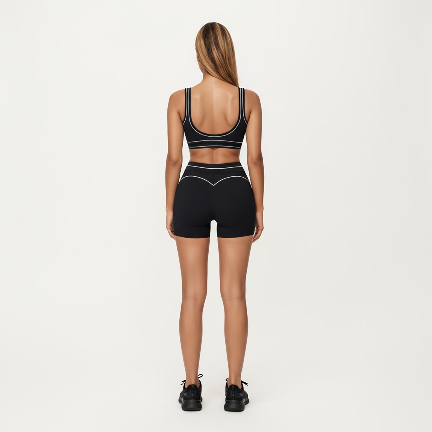 Sports Bra with Scoop Neck, Wide Straps, and Contrast Stitch Detailing for Medium Support