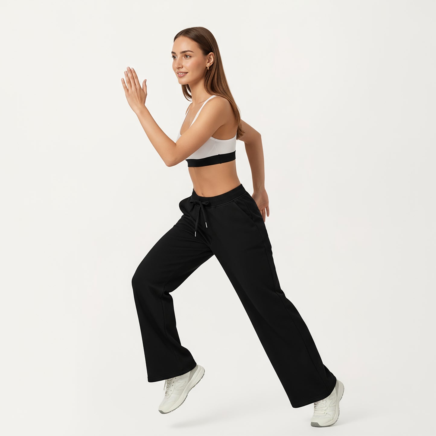 Wide Leg High Waist Drawstring Pants with Relaxed Fit and Soft Stretch Fabric