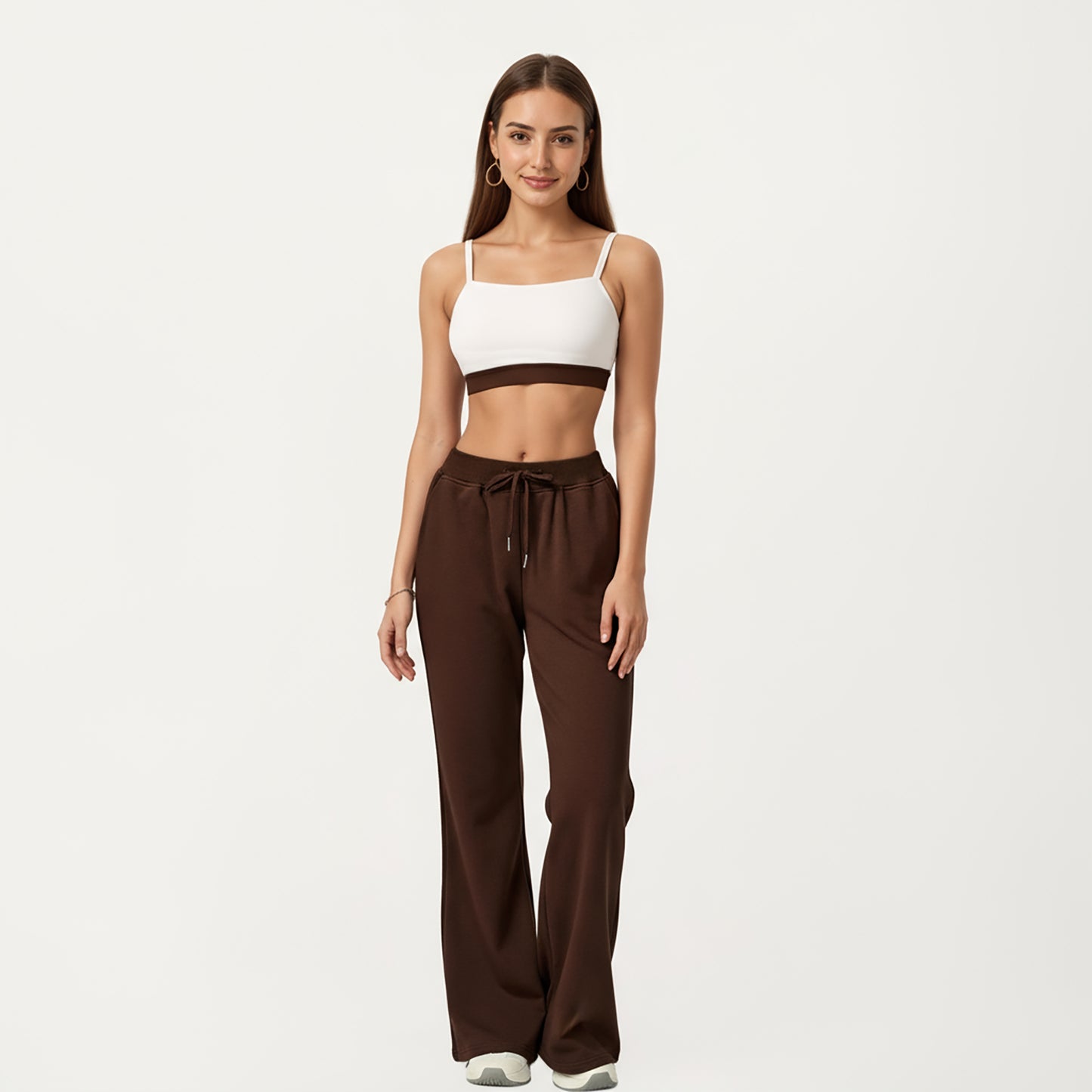Wide Leg High Waist Drawstring Pants with Relaxed Fit and Soft Stretch Fabric