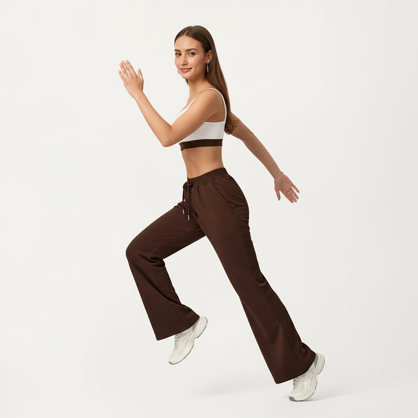 Wide Leg High Waist Drawstring Pants with Relaxed Fit and Soft Stretch Fabric
