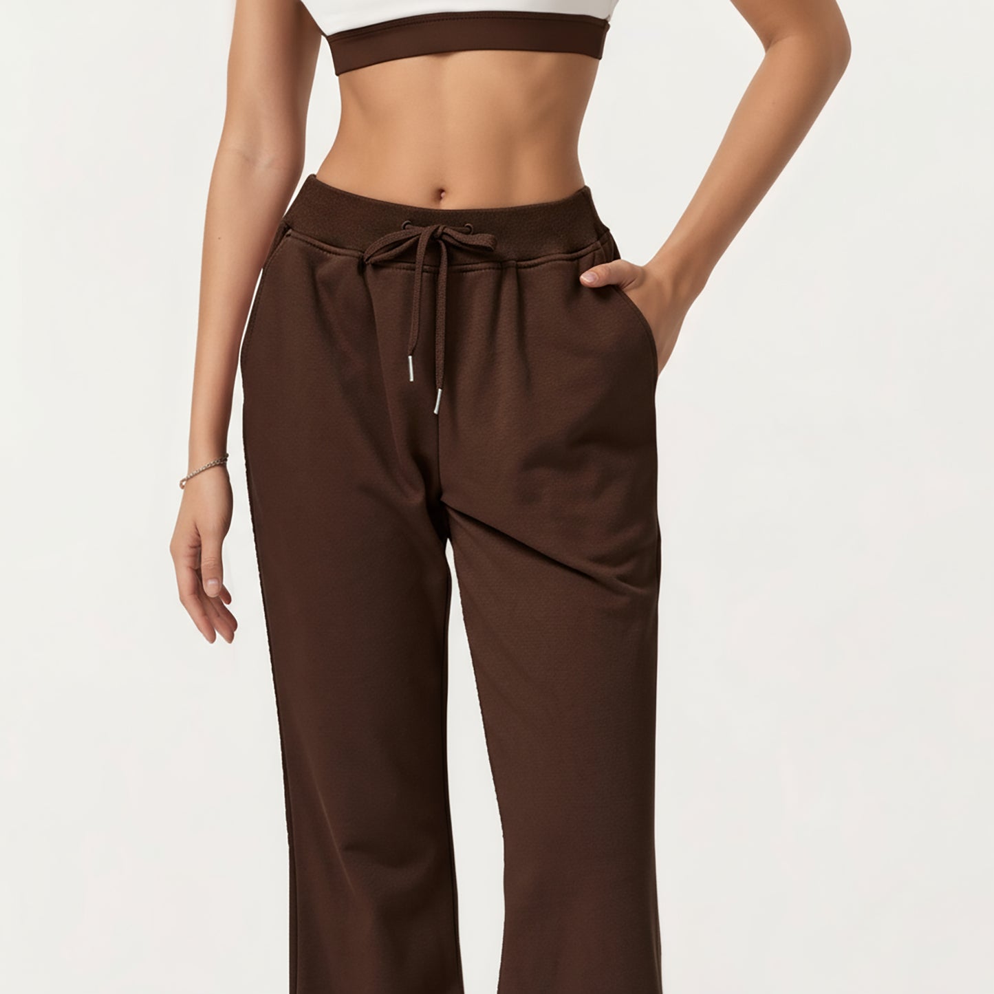 Wide Leg High Waist Drawstring Pants with Relaxed Fit and Soft Stretch Fabric