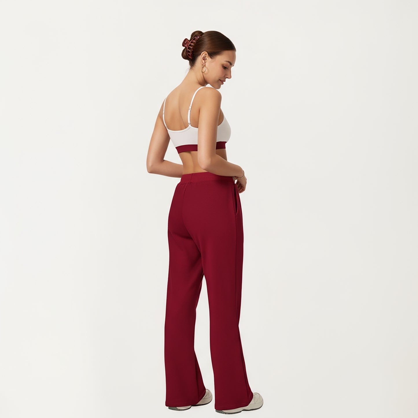 Wide Leg High Waist Drawstring Pants with Relaxed Fit and Soft Stretch Fabric