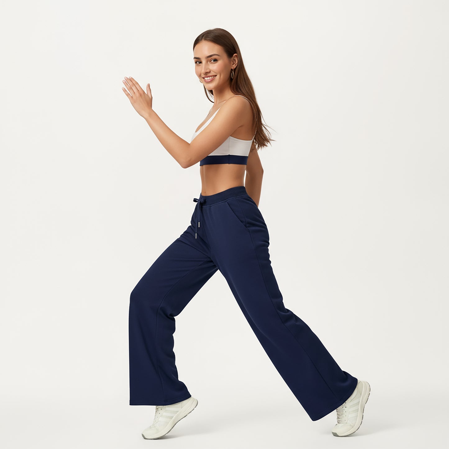 Wide Leg High Waist Drawstring Pants with Relaxed Fit and Soft Stretch Fabric