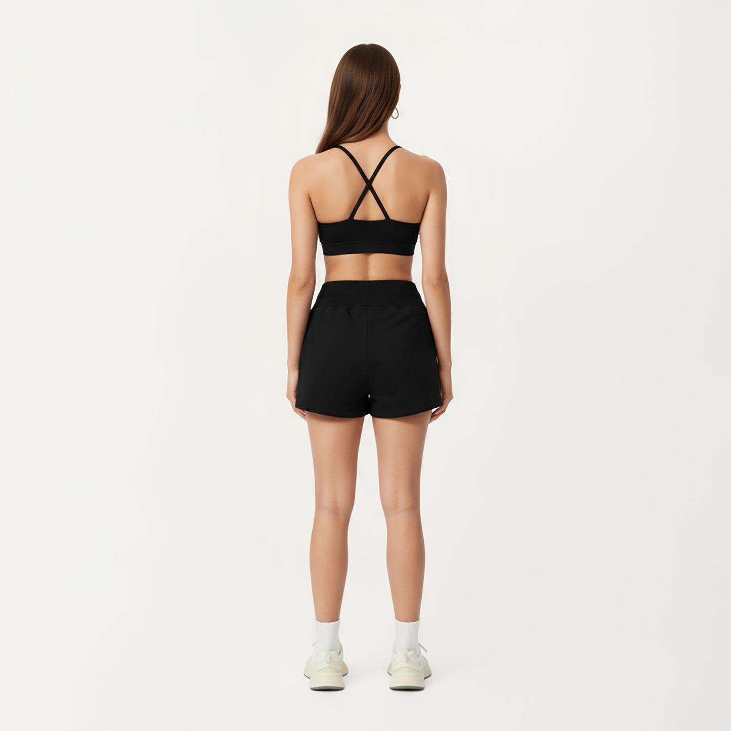High Waist Drawstring Athletic Shorts with Soft Stretch Fabric and Side Pockets