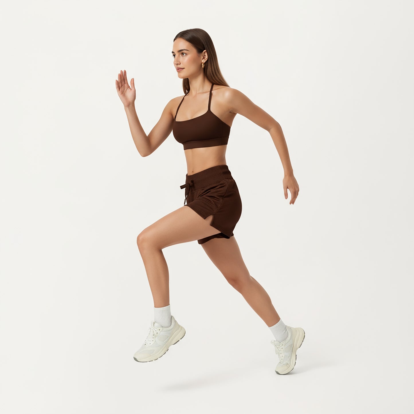 High Waist Drawstring Athletic Shorts with Soft Stretch Fabric and Side Pockets