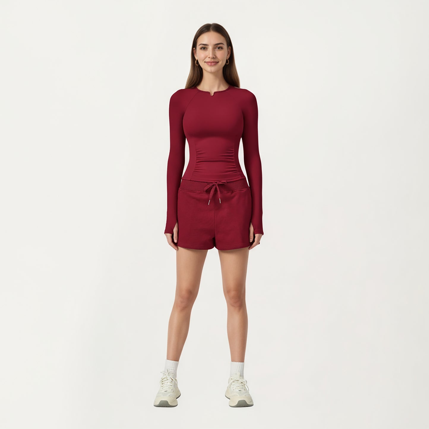 High Waist Drawstring Athletic Shorts with Soft Stretch Fabric and Side Pockets