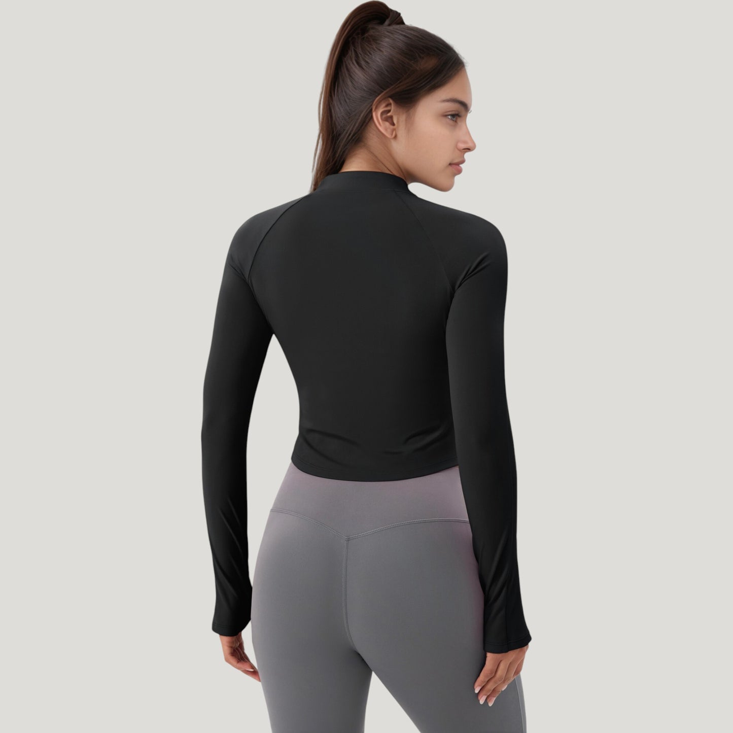 Long Sleeve Zip Front Activewear Jacket with Streamlined Fit and Lightweight Performance Fabric