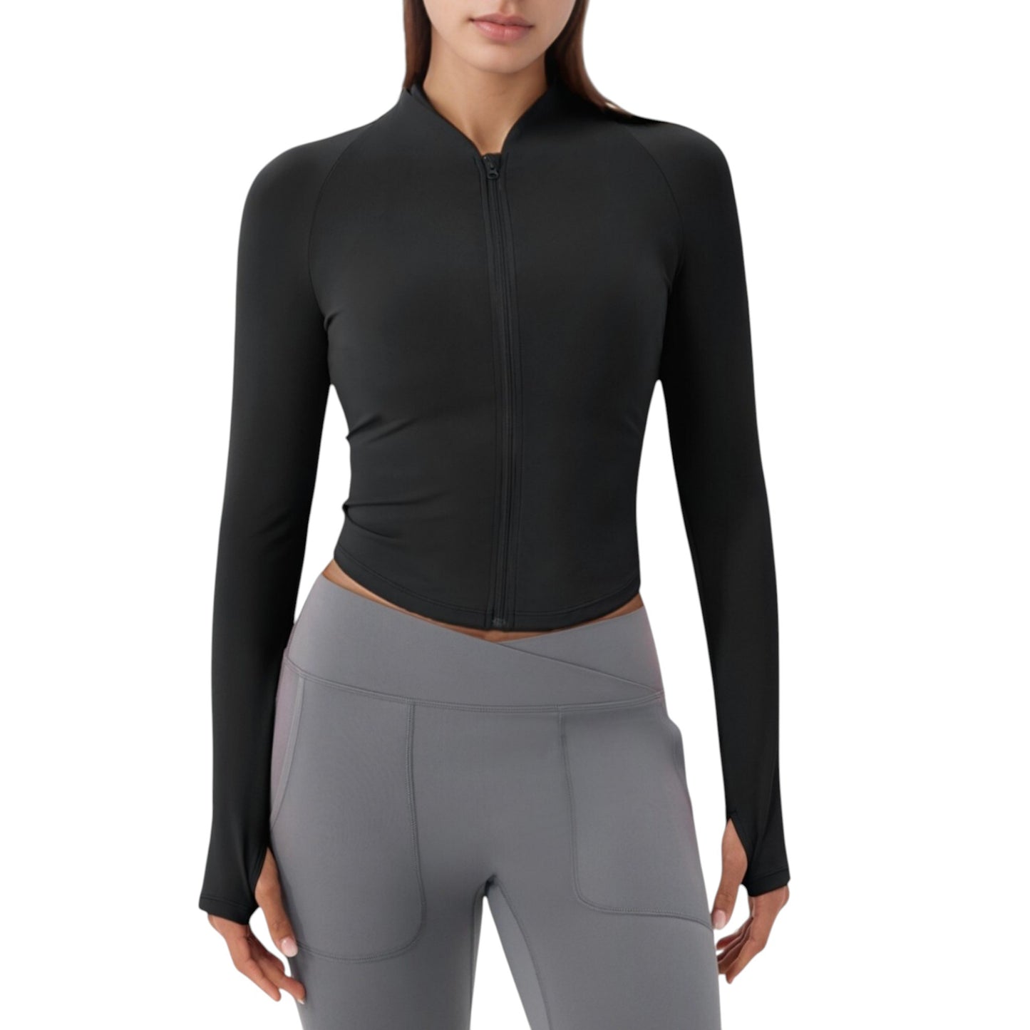 Long Sleeve Zip Front Activewear Jacket with Streamlined Fit and Lightweight Performance Fabric