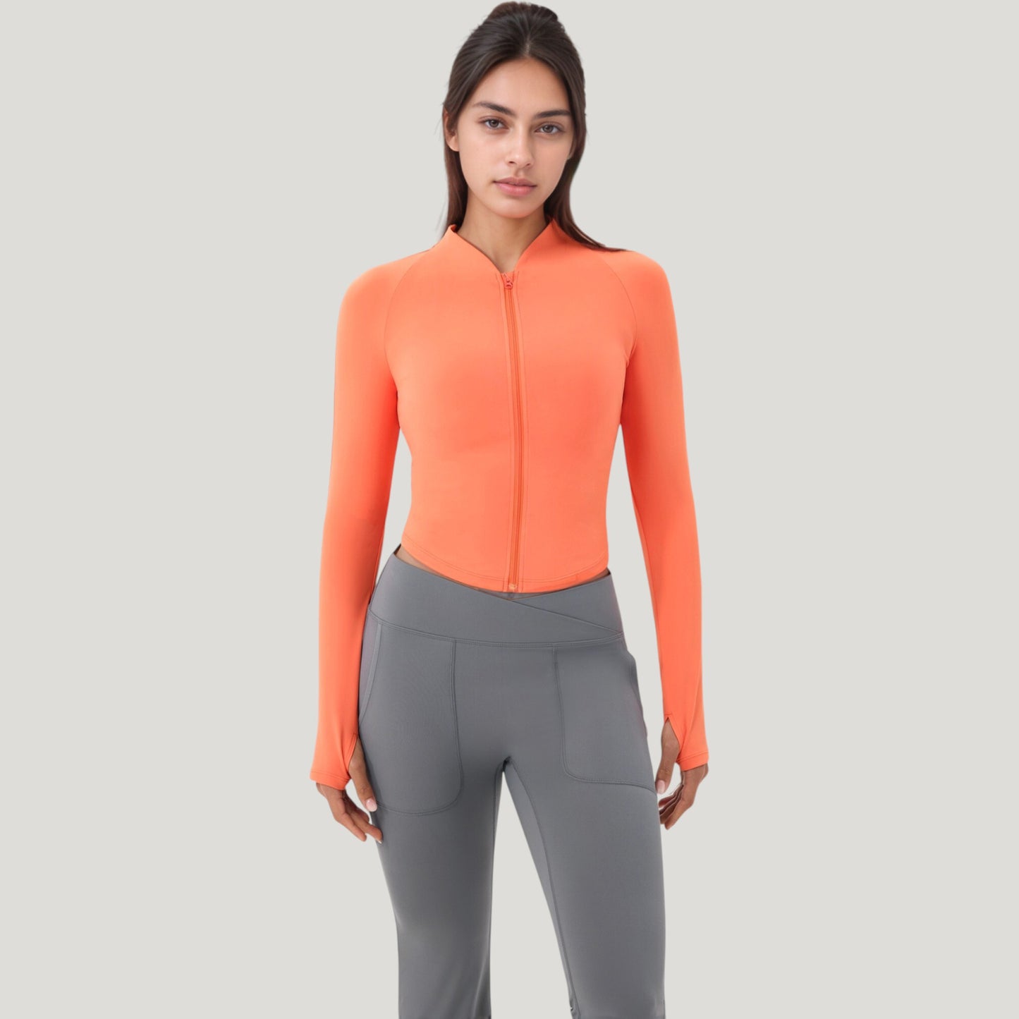 Long Sleeve Zip Front Activewear Jacket with Streamlined Fit and Lightweight Performance Fabric