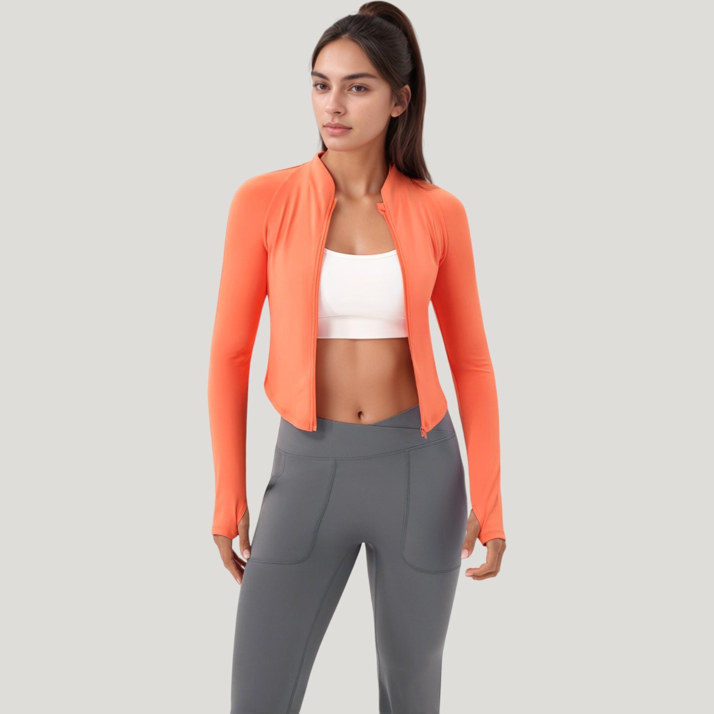 Long Sleeve Zip Front Activewear Jacket with Streamlined Fit and Lightweight Performance Fabric