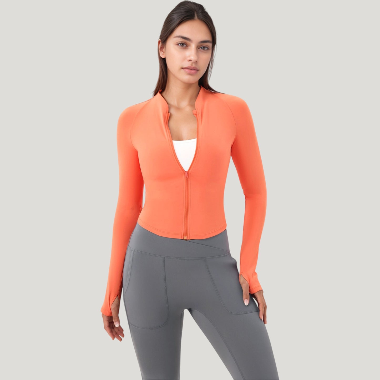 Long Sleeve Zip Front Activewear Jacket with Streamlined Fit and Lightweight Performance Fabric