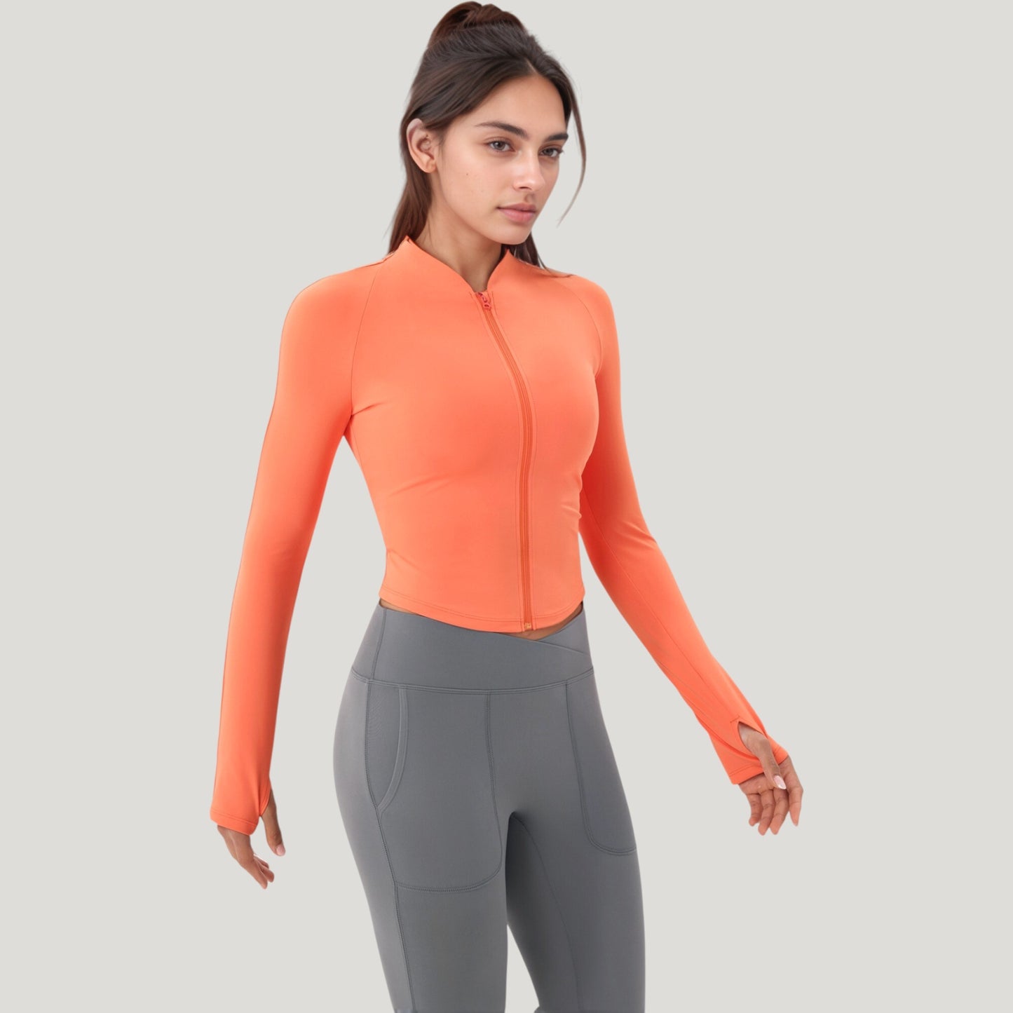 Long Sleeve Zip Front Activewear Jacket with Streamlined Fit and Lightweight Performance Fabric