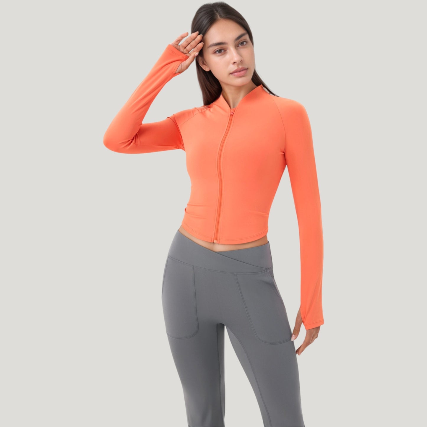 Long Sleeve Zip Front Activewear Jacket with Streamlined Fit and Lightweight Performance Fabric