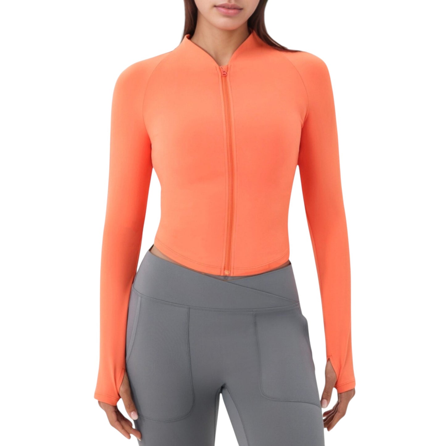 Long Sleeve Zip Front Activewear Jacket with Streamlined Fit and Lightweight Performance Fabric