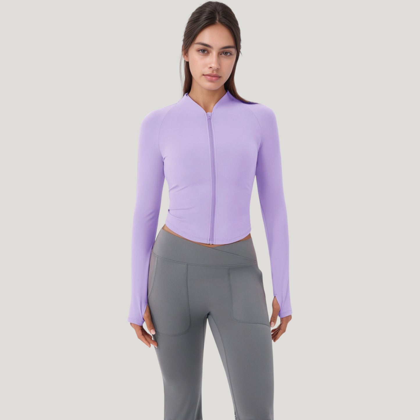 Long Sleeve Zip Front Activewear Jacket with Streamlined Fit and Lightweight Performance Fabric