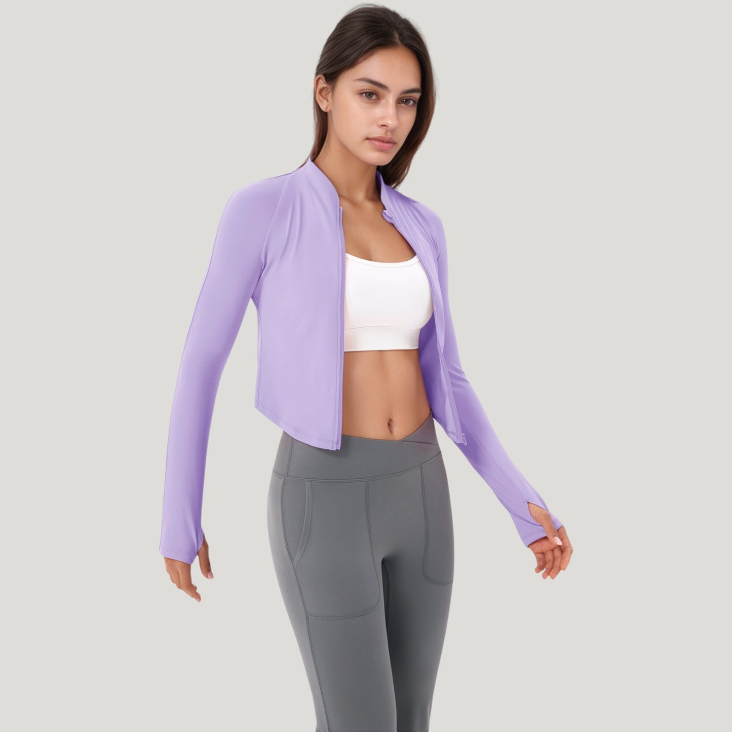 Long Sleeve Zip Front Activewear Jacket with Streamlined Fit and Lightweight Performance Fabric