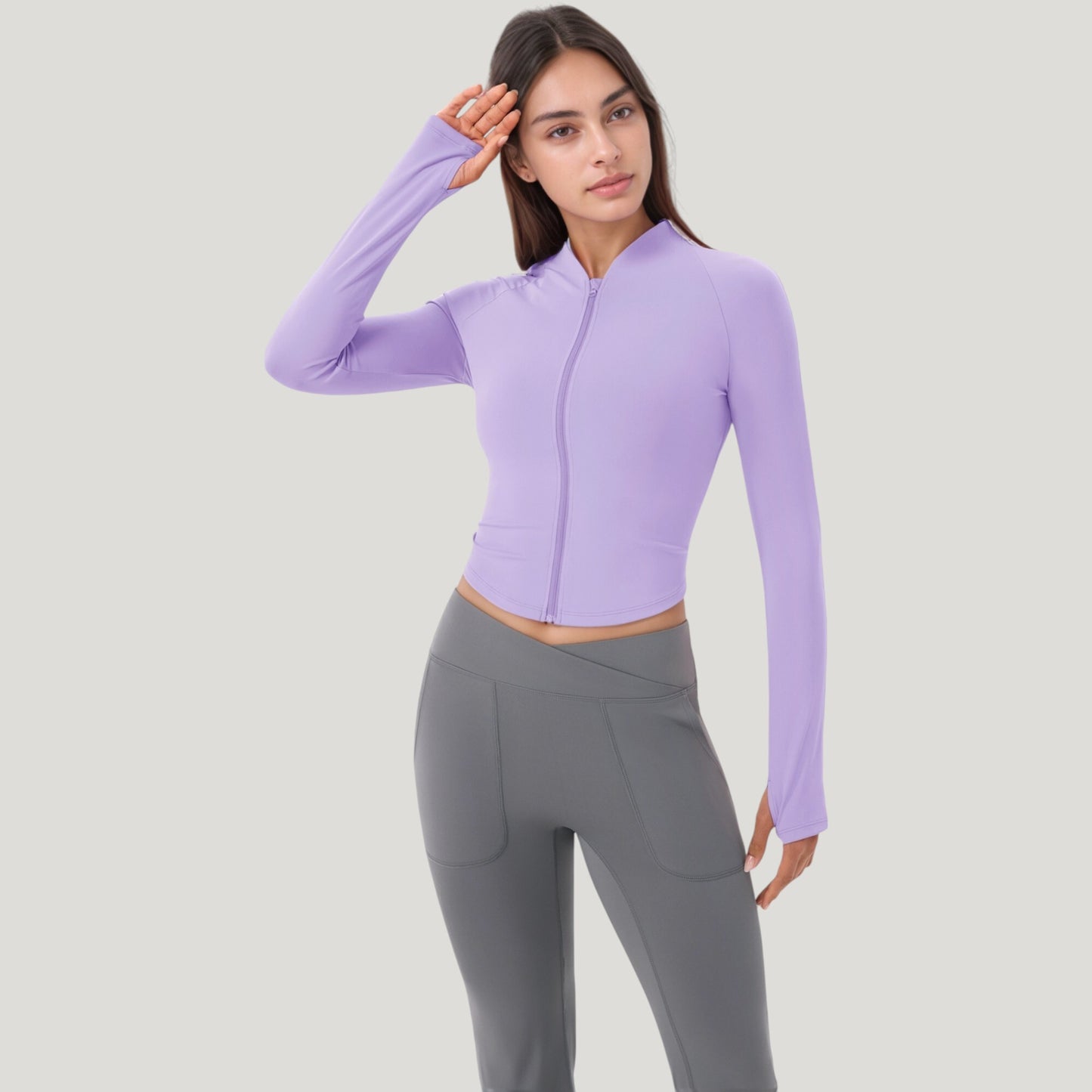 Long Sleeve Zip Front Activewear Jacket with Streamlined Fit and Lightweight Performance Fabric