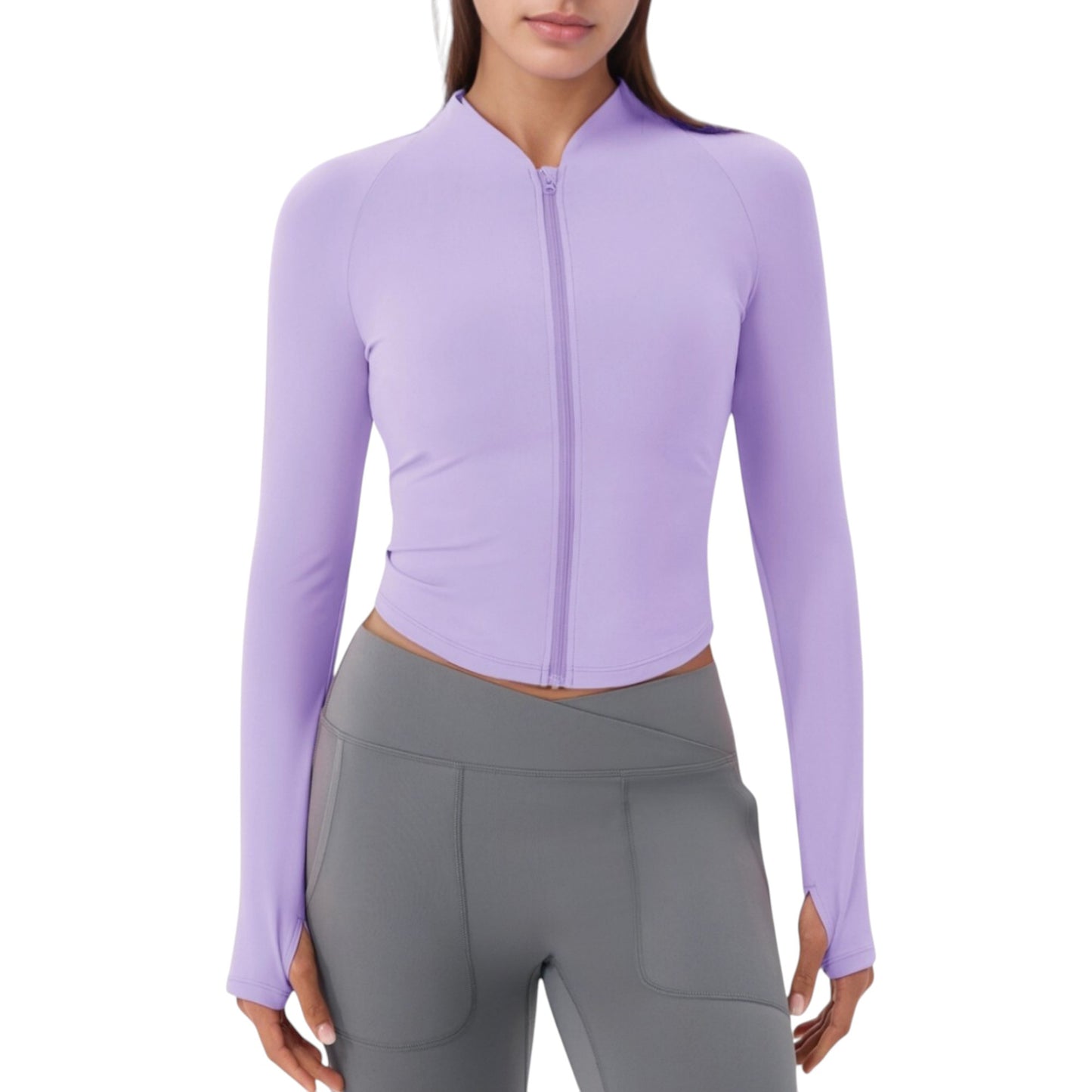 Long Sleeve Zip Front Activewear Jacket with Streamlined Fit and Lightweight Performance Fabric