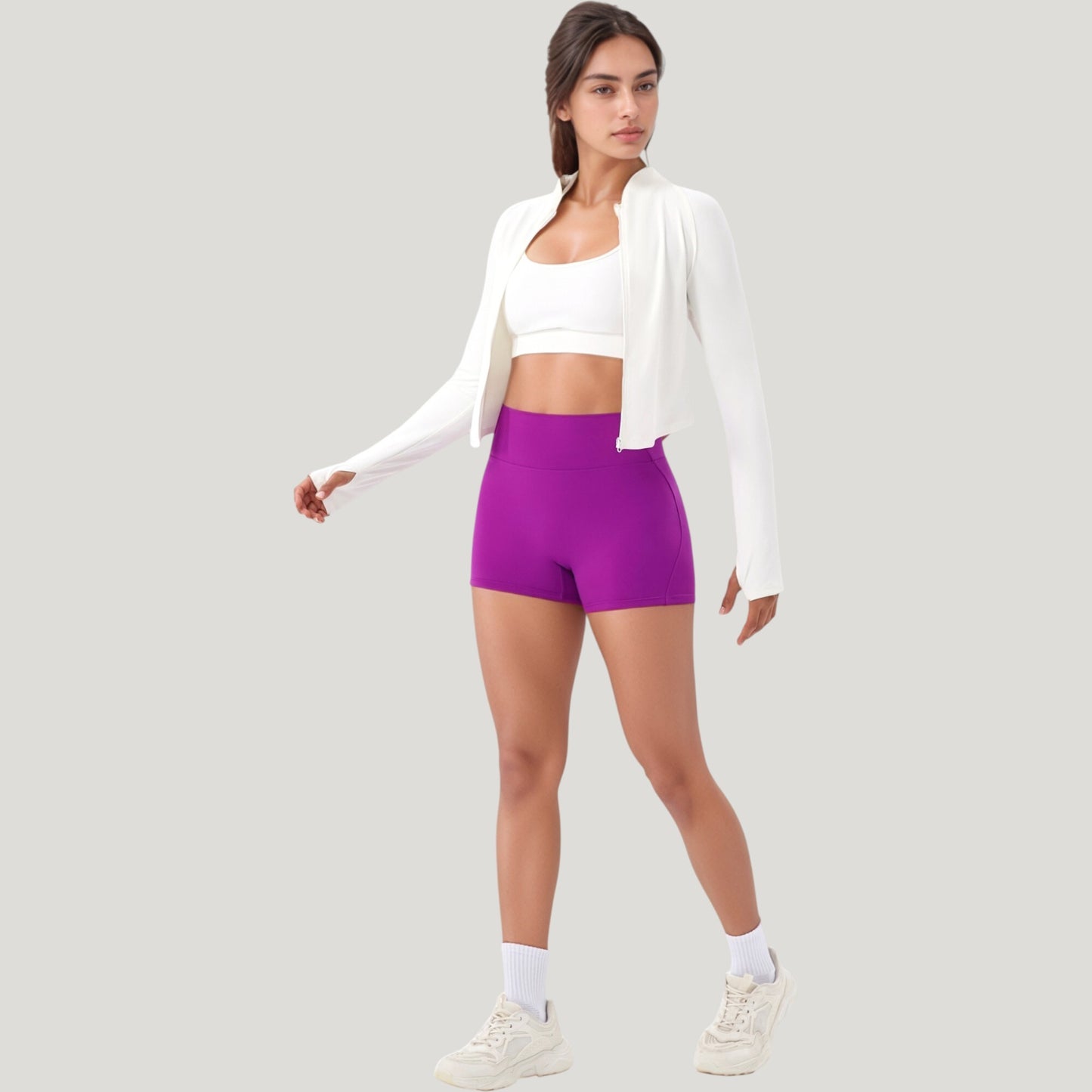 Long Sleeve Zip Front Activewear Jacket with Streamlined Fit and Lightweight Performance Fabric
