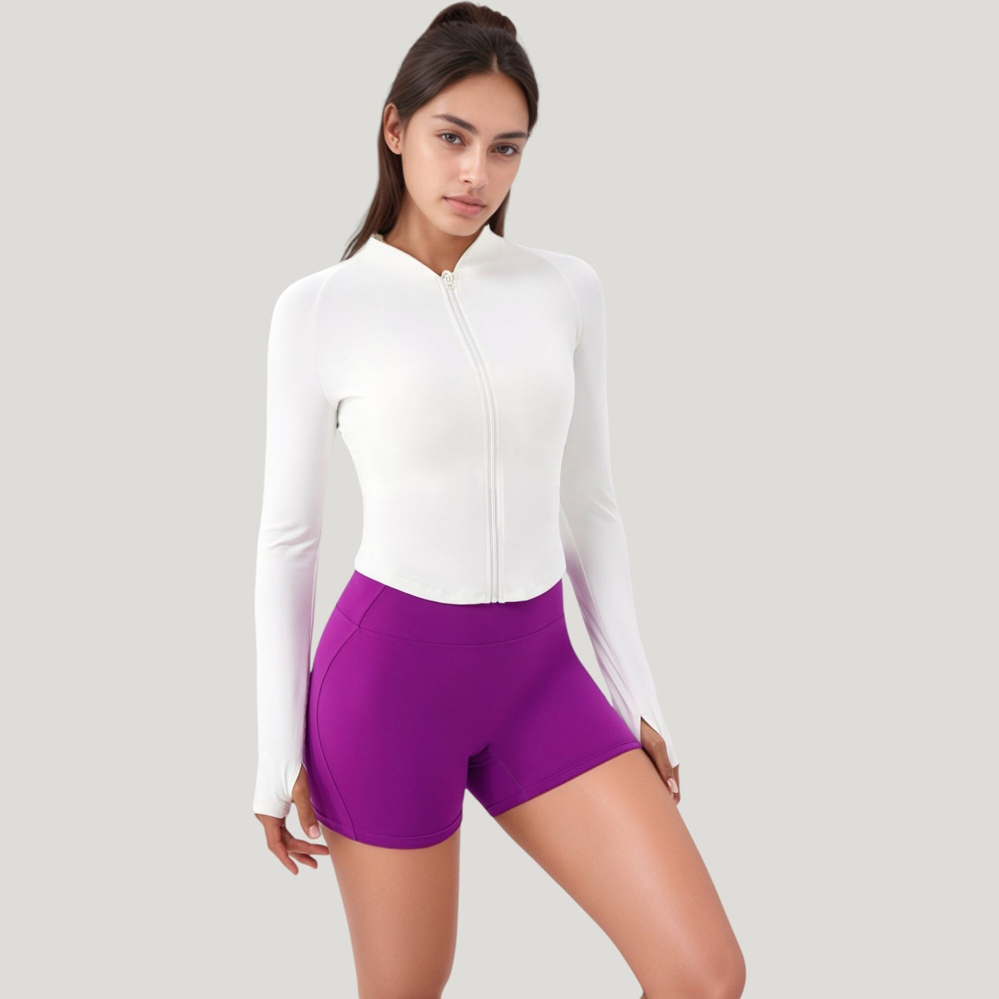 Long Sleeve Zip Front Activewear Jacket with Streamlined Fit and Lightweight Performance Fabric