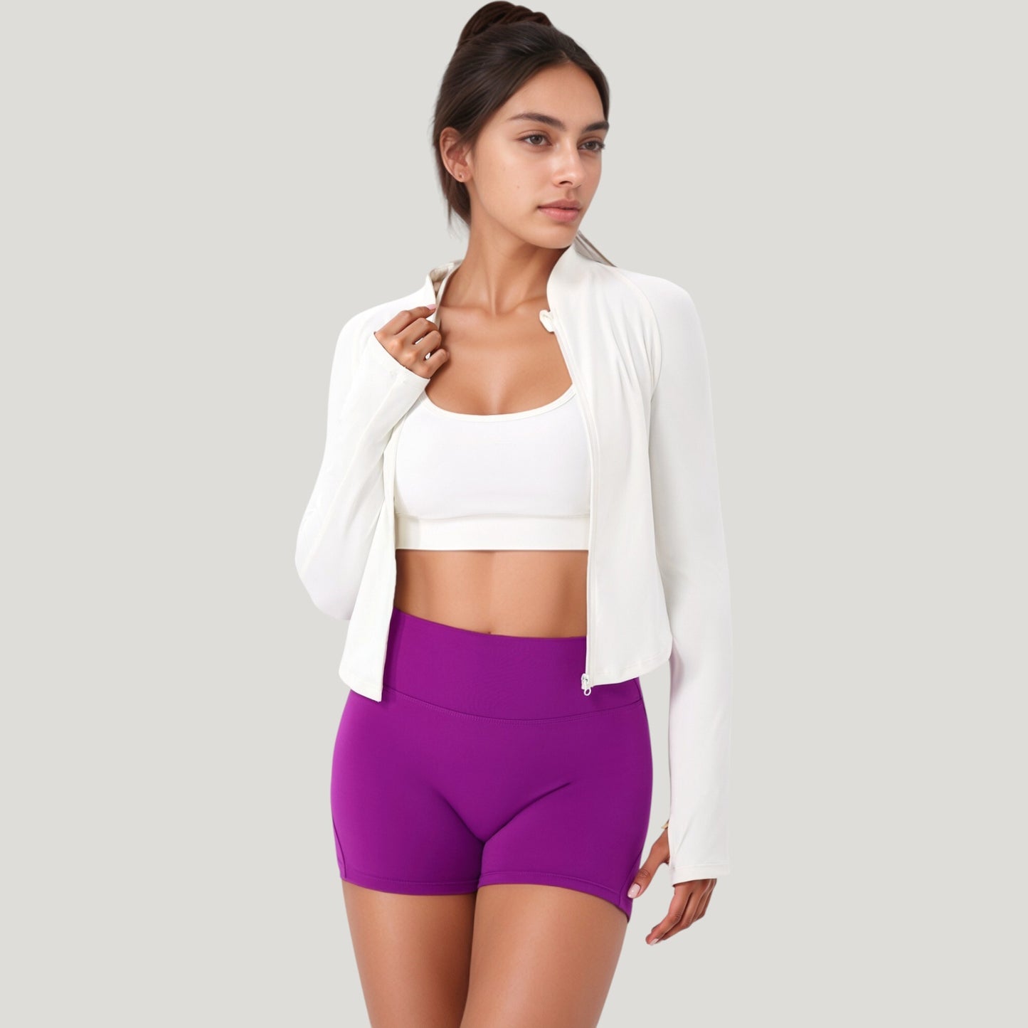 Long Sleeve Zip Front Activewear Jacket with Streamlined Fit and Lightweight Performance Fabric