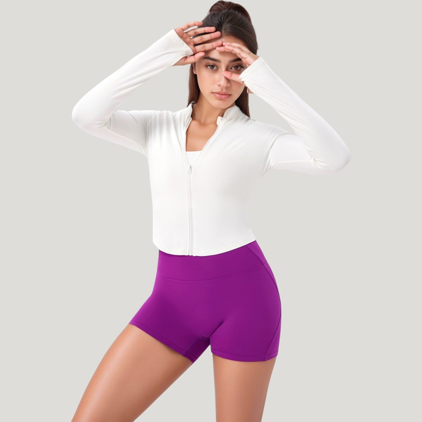 Long Sleeve Zip Front Activewear Jacket with Streamlined Fit and Lightweight Performance Fabric
