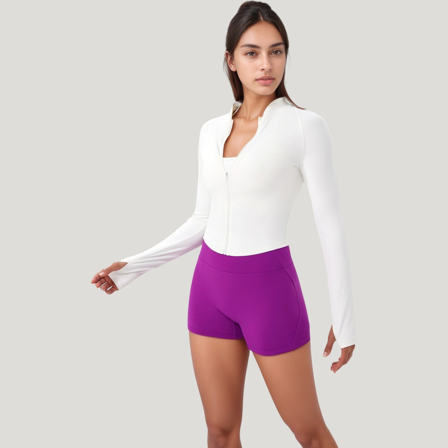 Long Sleeve Zip Front Activewear Jacket with Streamlined Fit and Lightweight Performance Fabric