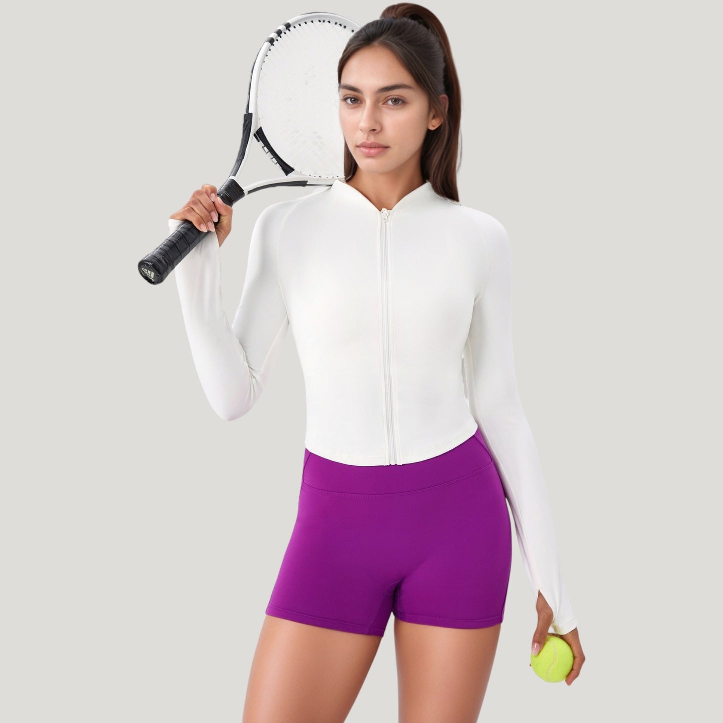 Long Sleeve Zip Front Activewear Jacket with Streamlined Fit and Lightweight Performance Fabric
