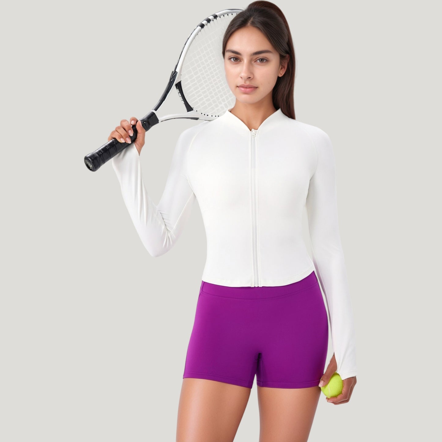 Long Sleeve Zip Front Activewear Jacket with Streamlined Fit and Lightweight Performance Fabric