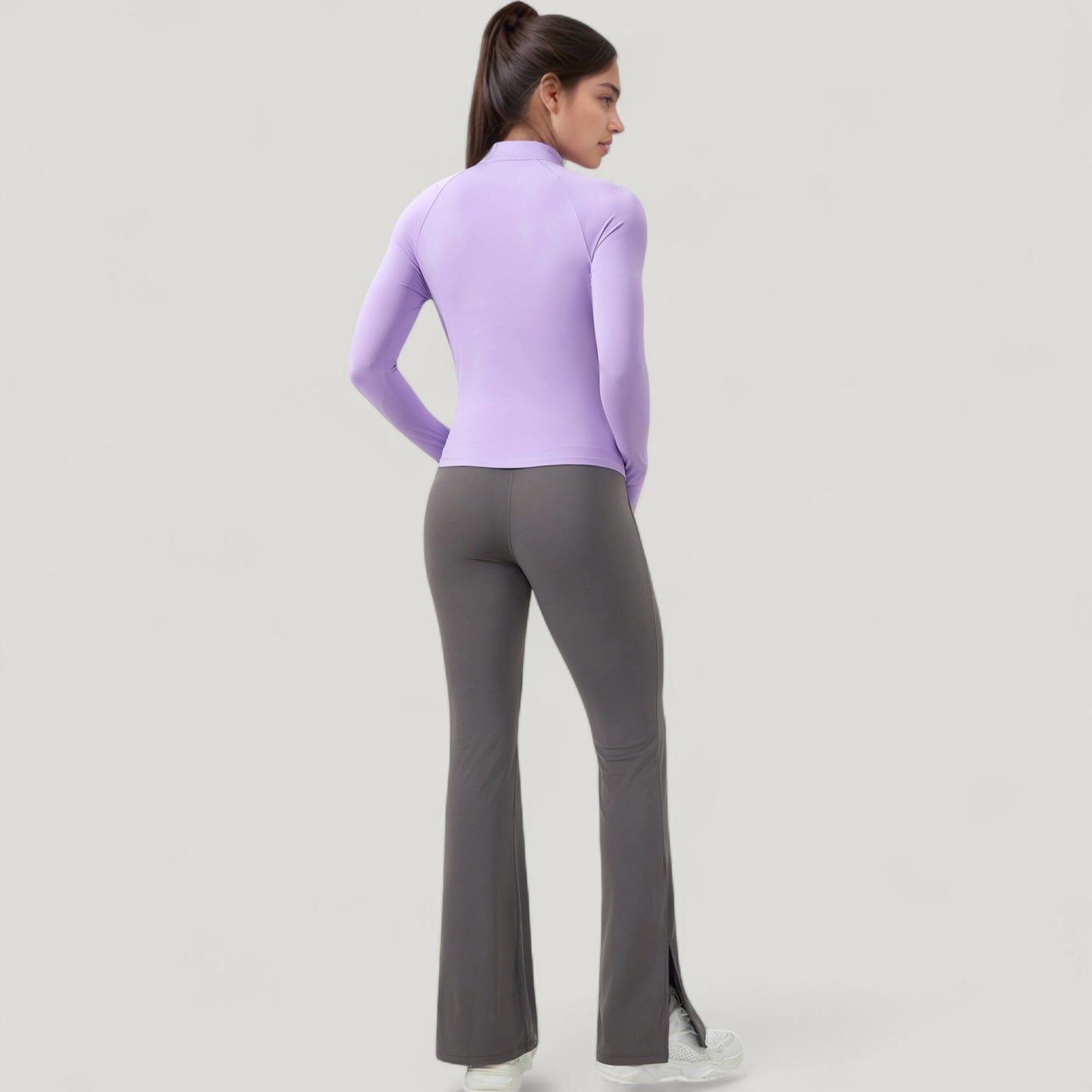 Long Sleeve Half-Zip Slim Fit Active Jacket with Thumbhole Cuffs and Mock Neck