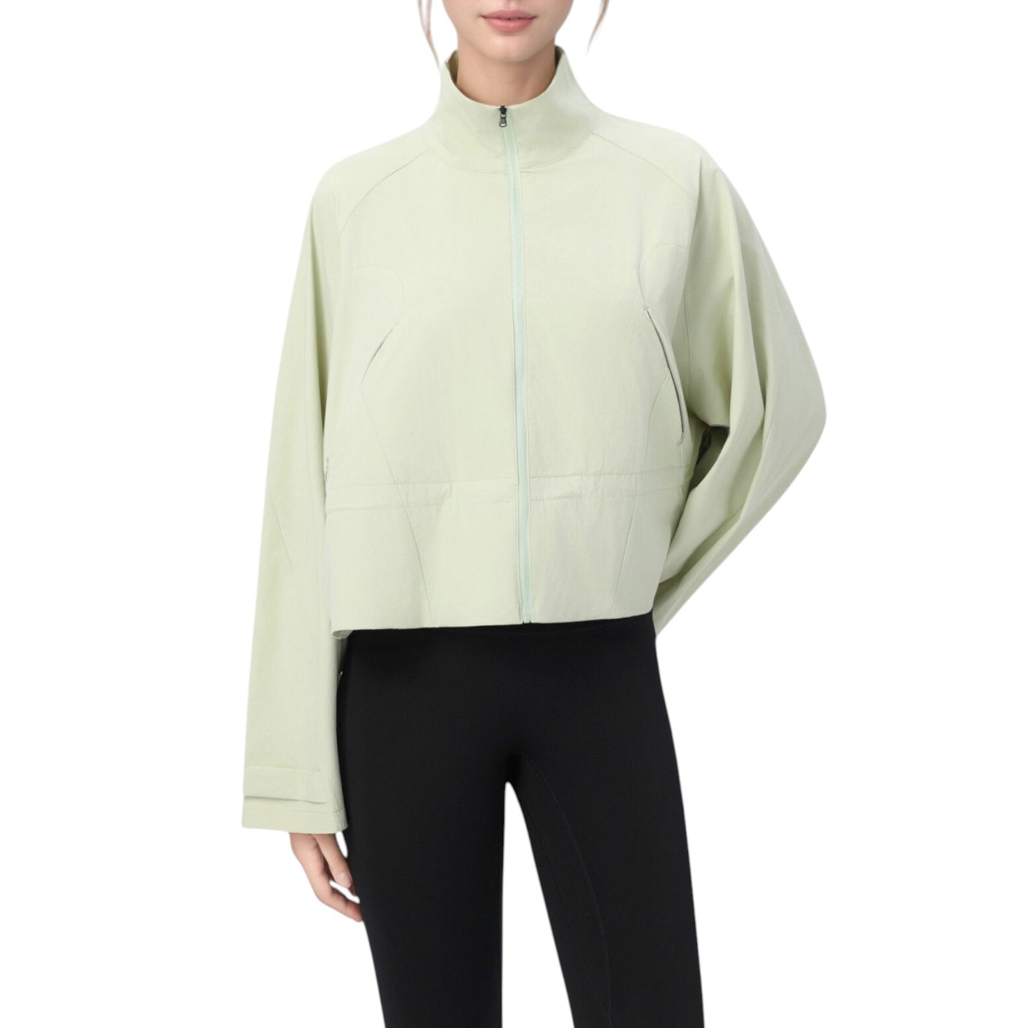 Zip Up Lightweight Active Jacket with Stand Collar and Relaxed Fit